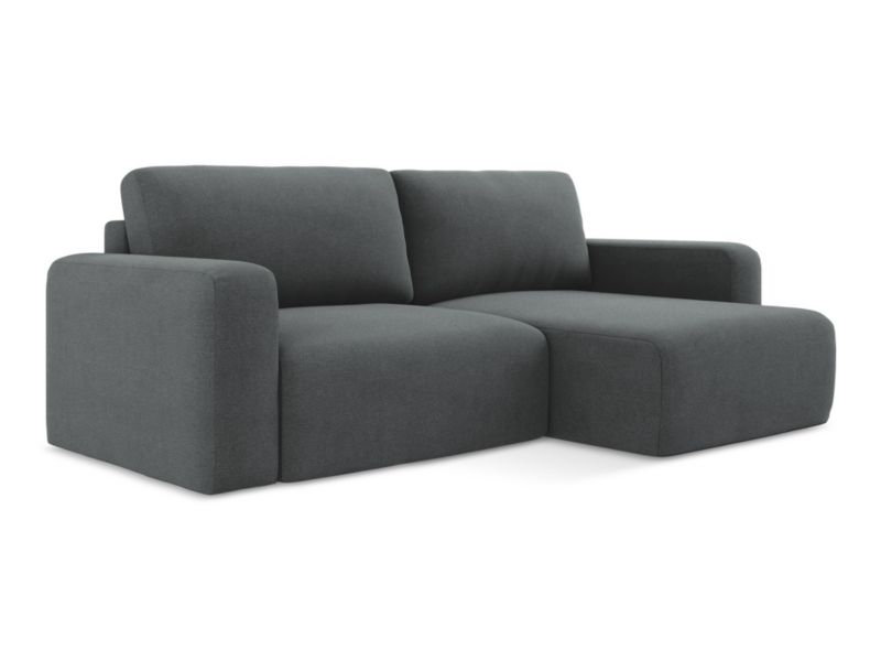 Narożnik prawostronny z funkcją spania LaMiaSofa OSTIA z tkaniny strukturalnej 244x149 cm szary 1 szt.