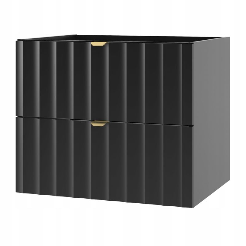 Szafka łazienkowa Furnidea 60 cm czarna ryflowane fronty złote uchwyty Arcos 1 szt.