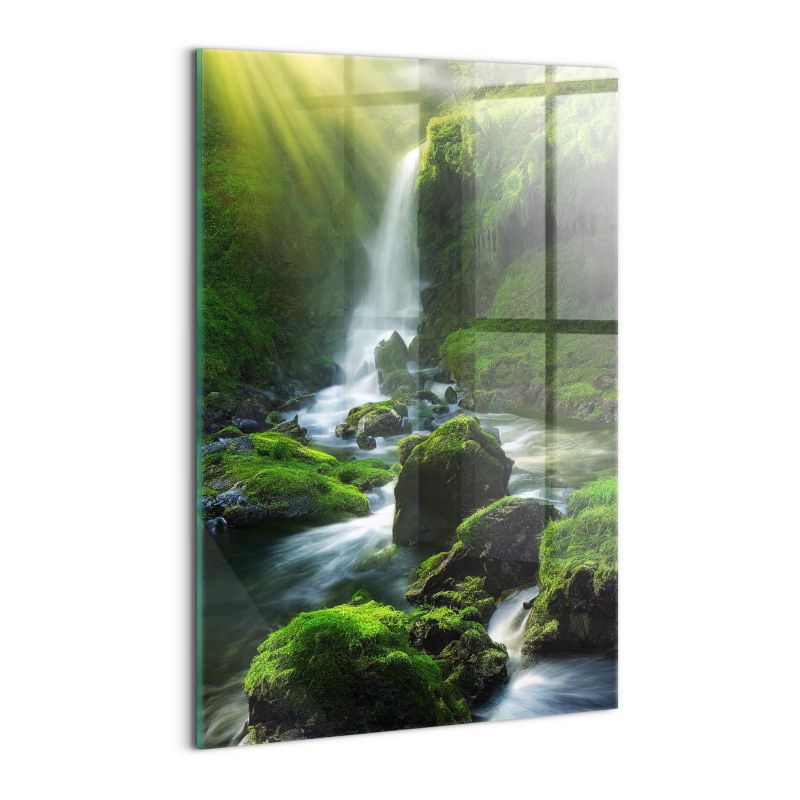 Szklany Obraz Ścienny Wallfluent 40x60 cm Wodospad i skały 1 szt.