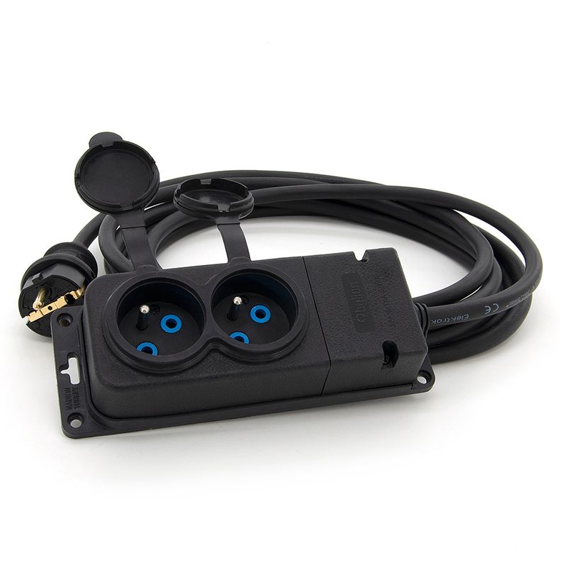 Przedłużacz ogrodowy listwowy ELS Elektrotechnika 1OW16022 gumowy IP44 2x230V H05RR-F 3x1,5mm² 2 m.