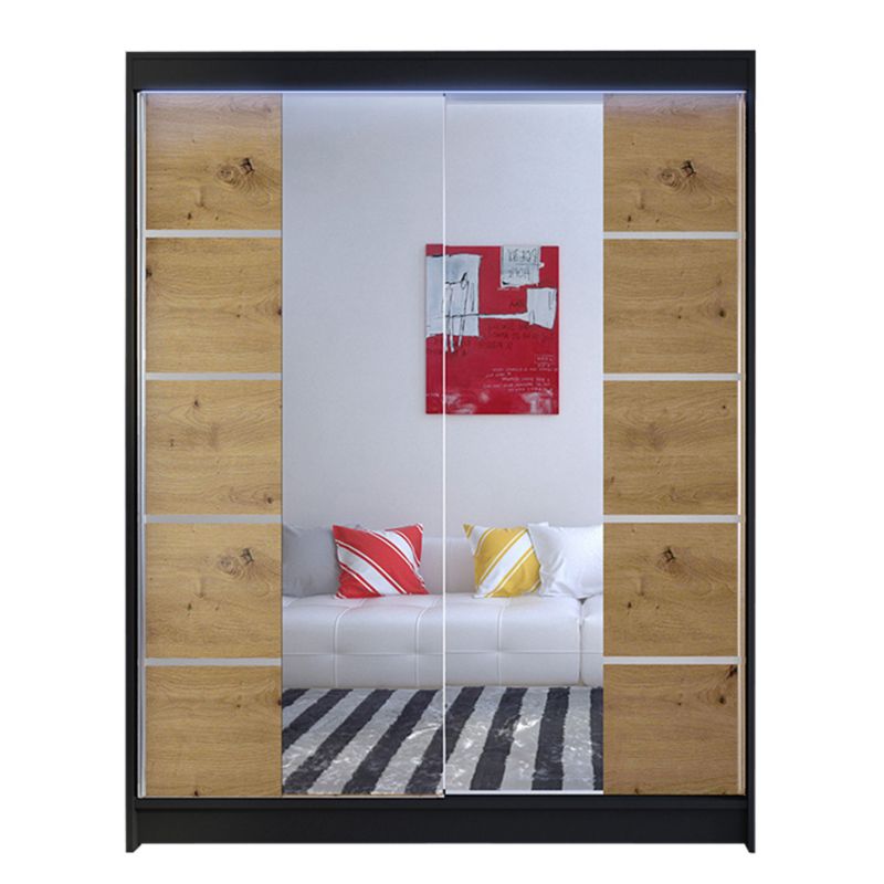 Szafa MIRJAN 24 z drzwiami przesuwnymi Camino V z oświetleniem RGB czarny/dąb artisan 1 szt.