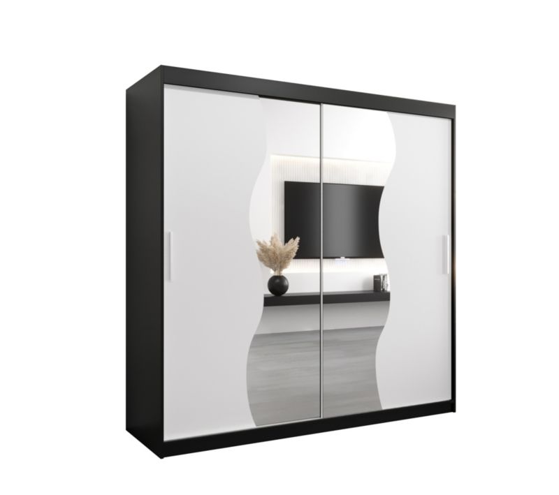 Szafa przesuwna Garderoba Abiks MADRYT 200 czarny mat + biały mat 1 szt.