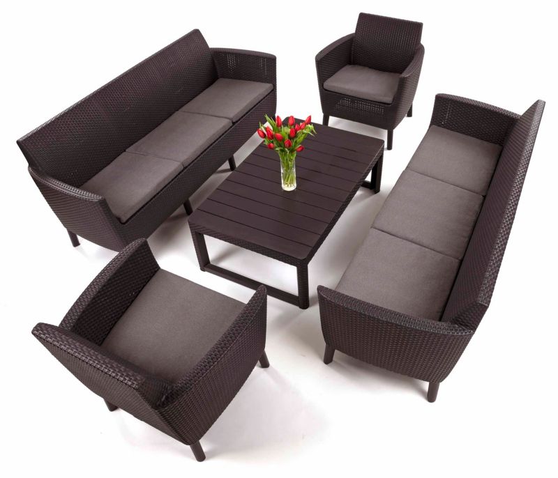 Komplet mebli ogrodowych Keter Salemo Fiesta Lyon dla 8 osób brązowy 1 kpl.