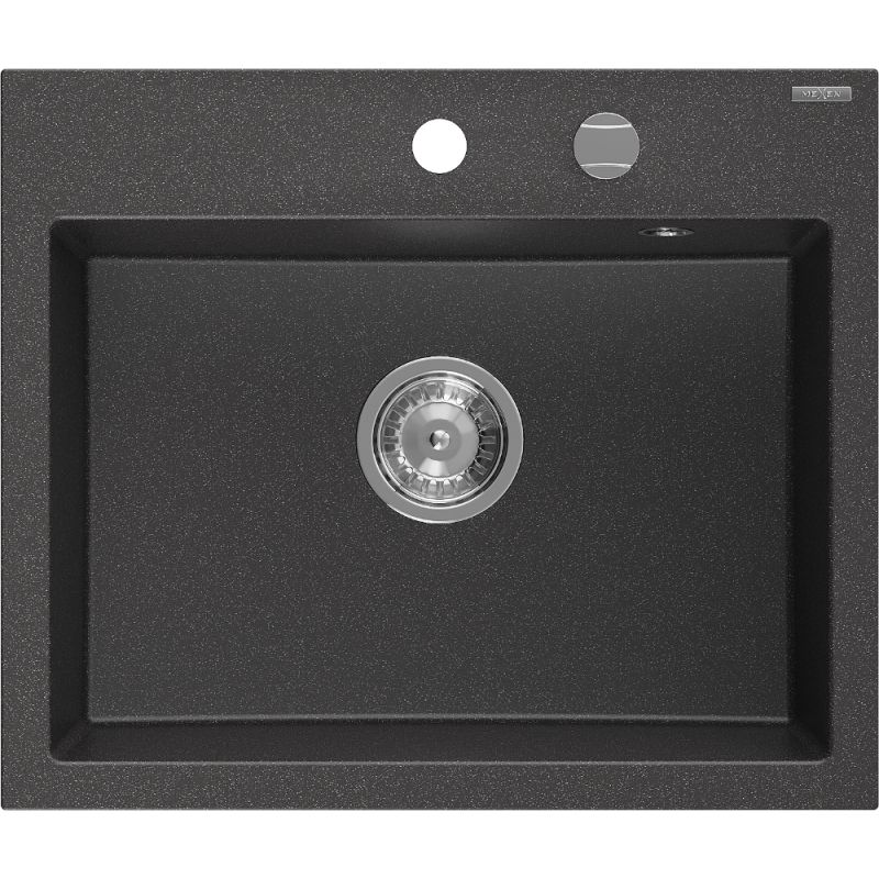 Zlewozmywak wpuszczany Mexen Oscar 1-komorowy czarny/srebrny metalik 580x490 mm - 6519581000-73 1 szt.