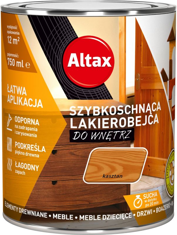 Lakierobejca szybkoschnąca do wnętrz Altax kasztan 0,75 l