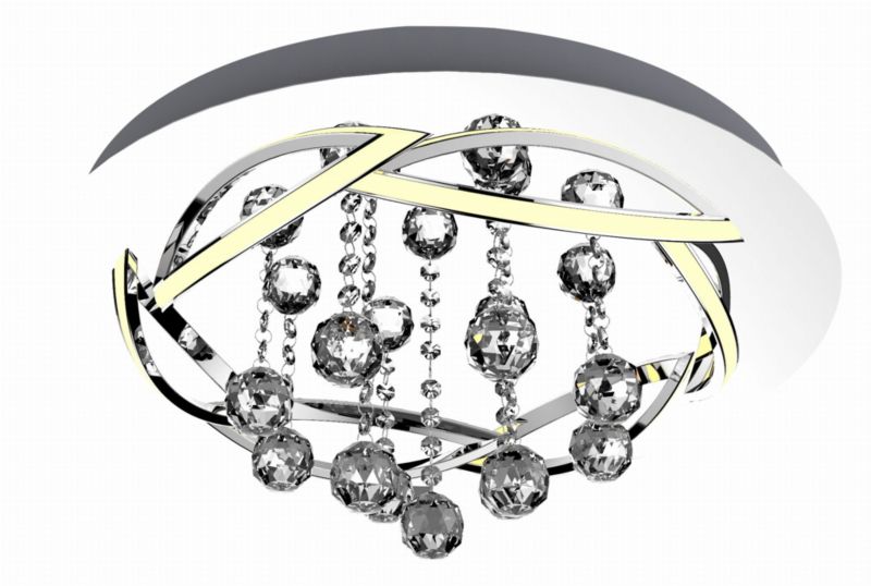 Lampa sufitowa wisząca Apeti Korfu chromowana przezroczysty wym: 16,5 x 50 x 50 cm wbudowany LED 30W 1 szt.