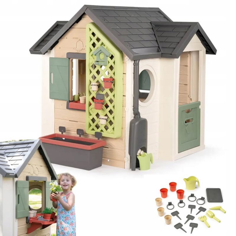 Domek Ogrodowy Smoby dla Dzieci Ogrodnika Doniczki Konewka + Akcesoria 1 szt