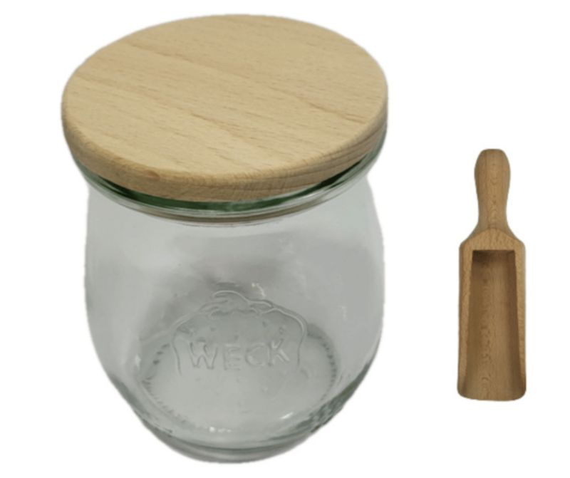 Słoik MODO24 Weck 220 ml fi 60 tulip drewniane wieko miarka 1 kpl.