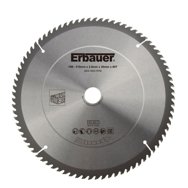 Tarcza do drewna Erbauer 315 x 30 mm 80T