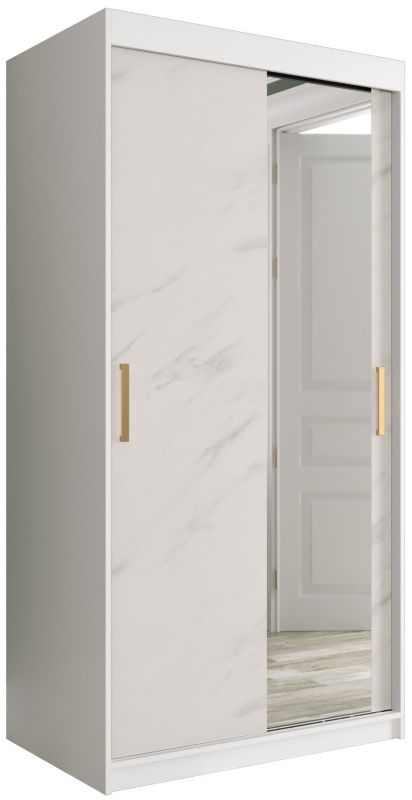 Szafa przesuwna Garderoba Abiks Marmur T2 100 biały + biały 1 szt.
