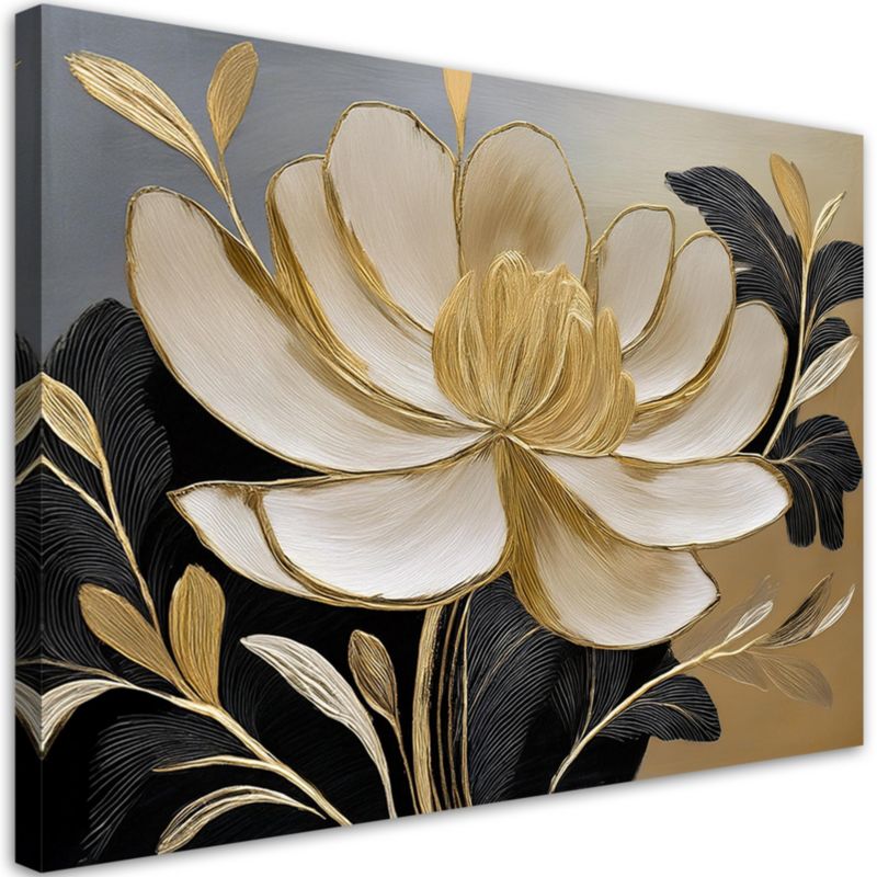 Obraz do salonu sypialni Feeby Złoty Kwiat Minimalizm 60x40 cm 1szt