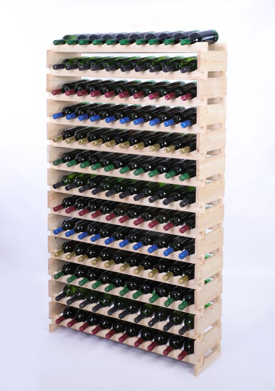 Stojak na wino MODO24 regał modułowy na butelki 13 leżni x 10 butelek montaż bez narzędzi naturalne drewno 1 szt.