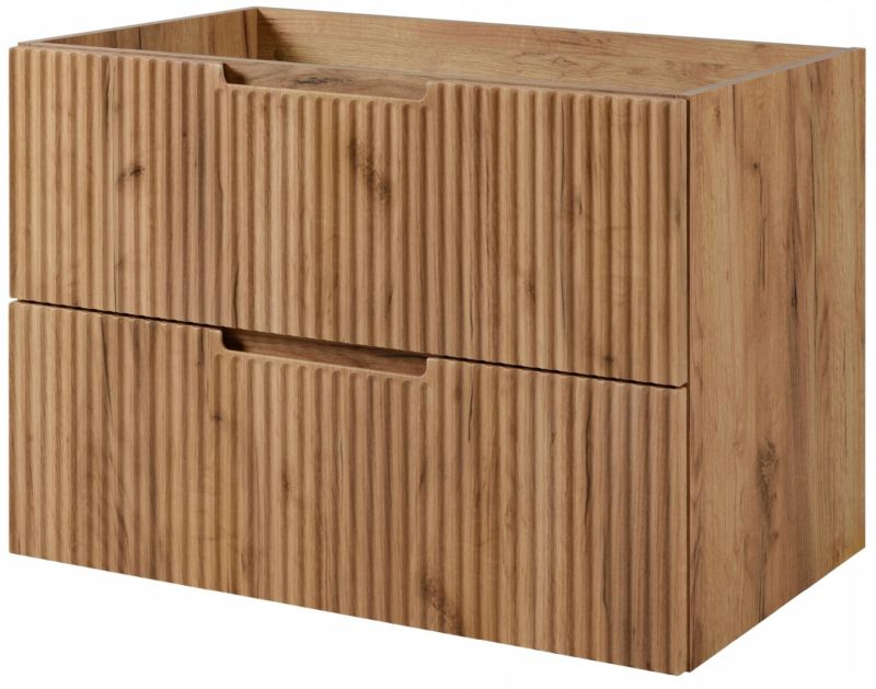 Szafka pod umywalkę Furnidea 80 cm dąb craft złoty ryflowana MDF wisząca VENA 1 szt.