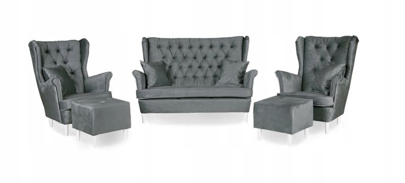 Zestaw wypoczynkowy uszak do salonu sofa fotele z podnóżkiem Family Meble Gaja 1szt