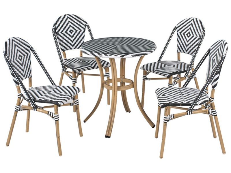 Komplet rattanowy do ogrodu Rifreddo Czarny/ biały 1 kpl