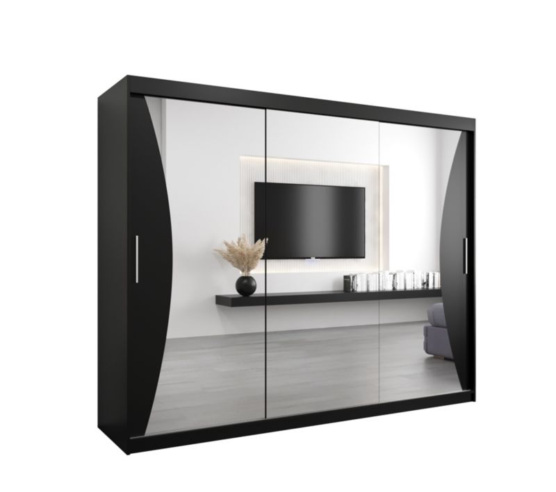 Szafa przesuwna Garderoba Abiks MONACO 250 czarny mat + czarny mat 1 szt.