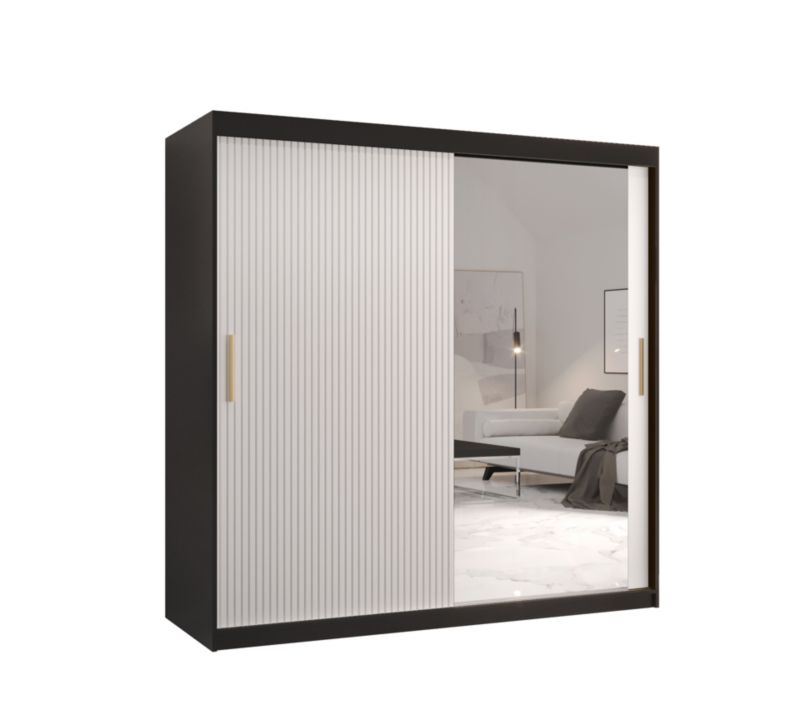 Szafa przesuwna Abiks RIFLO SLIM 2 180 czarny mat+ biały mat 1 szt.