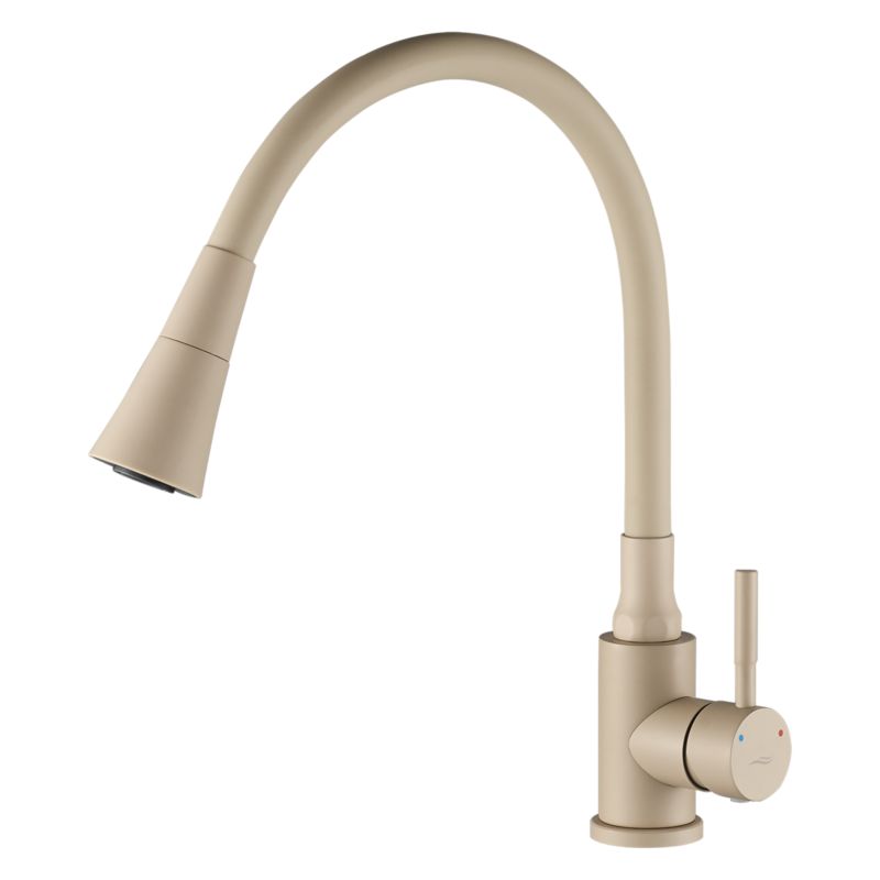 Bateria zlewozmywakowa Selva z elastyczną wylewką beżowa