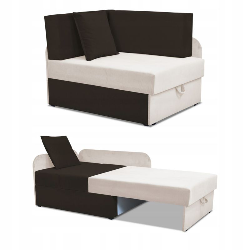 Narożnik dziecięcy rozkładany z pojemnikiem Family Meble Denis Duo brązowo róż 1szt