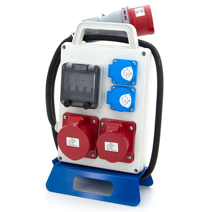 Rozdzielnica przenośna ELS Elektrotechnika 4PO21C11C1W2 2x230V 32A/5 16A/5, zabezpieczona, wtyczka 32A/5, 2m kabel OnPD, 1 szt.