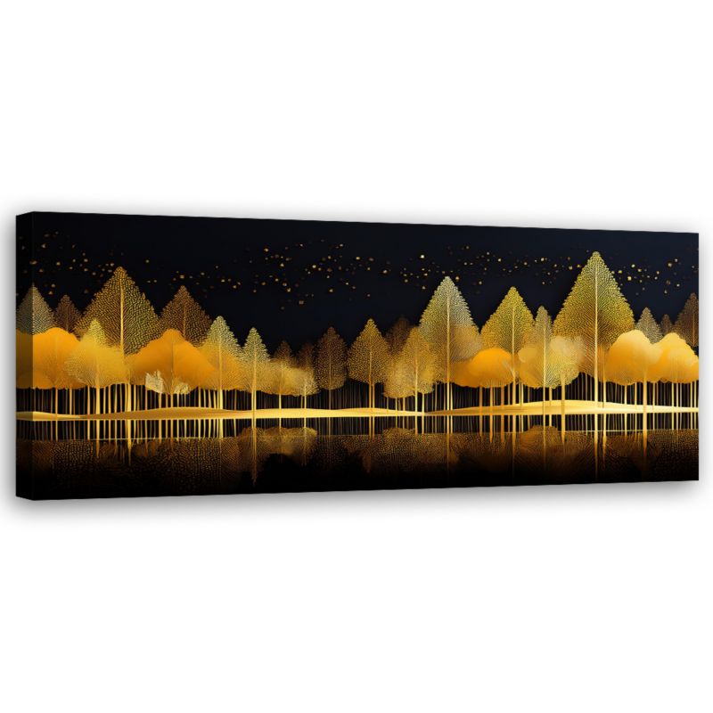 Obraz do salonu sypialni Feeby Złoty Las Pejzaż Natura 90x30 cm 1 szt