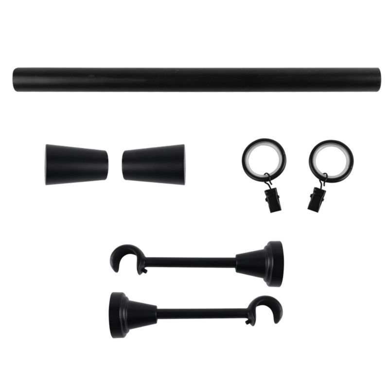 Karnisz pojedynczy GoodHome Araxos 19 mm 200 cm stożek czarny mat