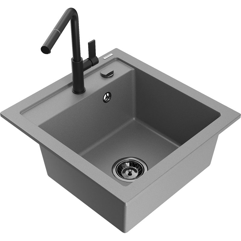 Zlewozmywak granitowy 1-komorowy Mexen Vito z baterią kuchenną Rita beżowy - 6503-69-670300-70 1 szt.