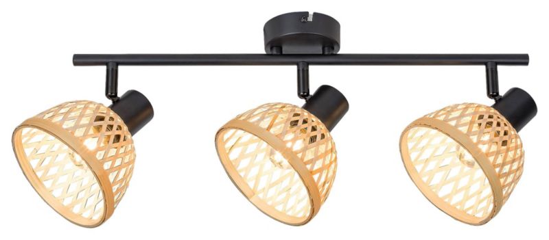 Lampa sufitowa wisząca Rabalux Rattan 1355 czarny matowa-naturalna boho 3xE14 x 1 szt.