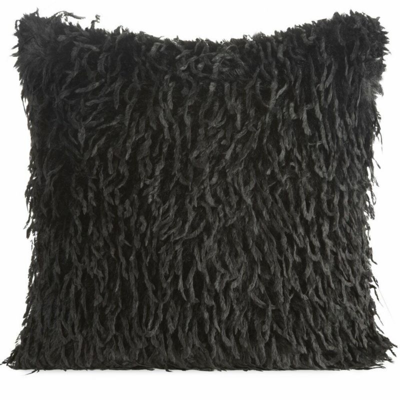 Poszewka Adore Eurofirany Dekoracyjna na poduszkę 45x45 cm Czarna Futrzana 1 szt.