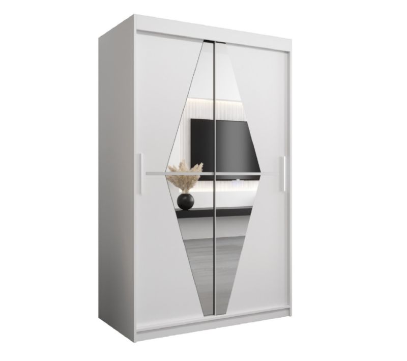 Szafa przesuwna Garderoba Abiks BOLIWIA 120 biały mat + biały mat 1 szt.