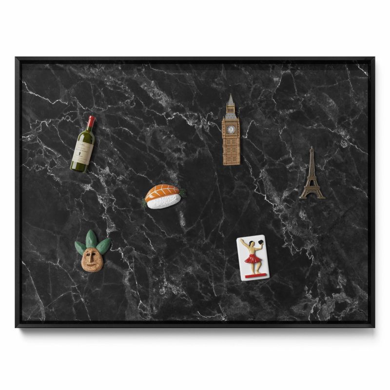 Tablica na notatki Tulup 80x60 cm Elegancki czarny marmur w czarnej ramie 1 szt.