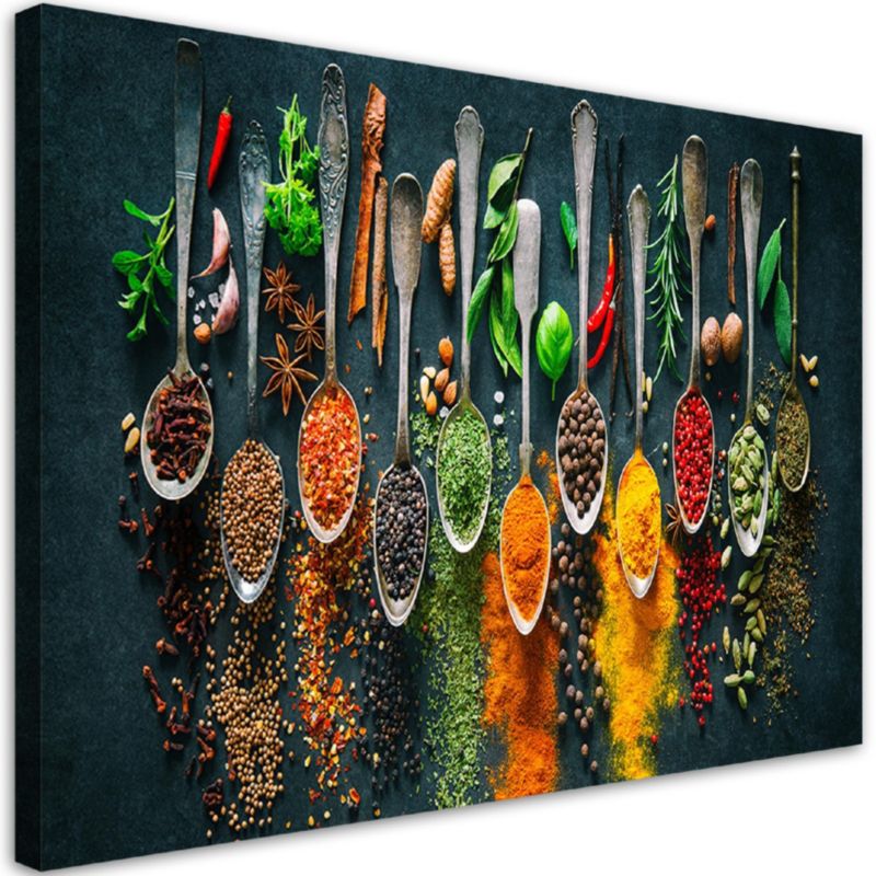 Obraz do kuchni restauracji Feeby Zioła Kolorowe Przyprawy 100x70cm 1szt