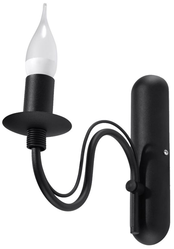 Kinkiet ścienny Sollux Lighting Minerwa czarny 1 x E14 x 40W IP20 wym: 25 x 25 x 25 cm - 1 szt.