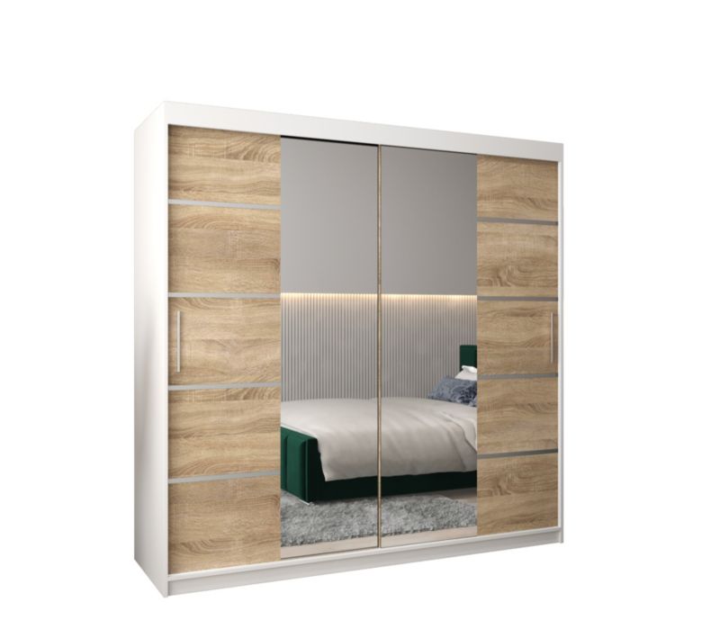 Szafa przesuwna Garderoba Abiks Verona 4 200 biały + sonoma 1 szt.