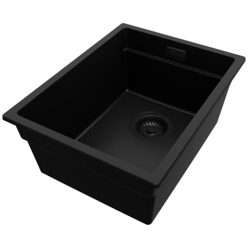 Zlewozmywak Praga Slim PRIMAGRAN Nablatowy 36x47cm do szafki od 40cm z Syfonem Cały Czarny 1 szt.