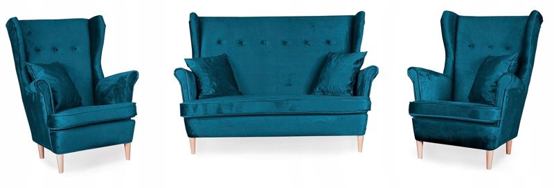 Zestaw mebli uszak do salonu sofa fotele Family Meble Ari turkus 1szt