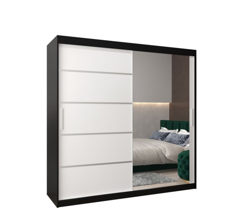 Szafa przesuwna Garderoba Abiks Verona 2 200 czarny + biały 1 szt.