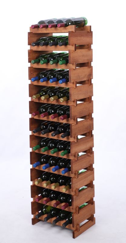 Stojak na wino MODO24 regał modułowy na butelki 12 leżni x 4 butelki montaż bez narzędzi impregnacja brązowa 1 szt.