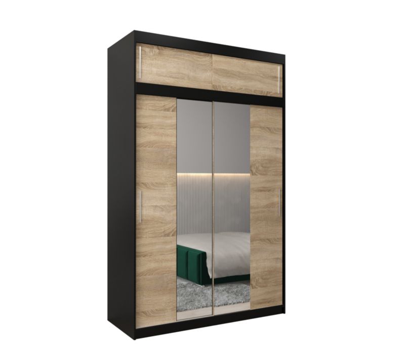 Szafa przesuwna Garderoba Abiks Tokyo 1 150 czarny + sonoma z nadstawką 1 szt.