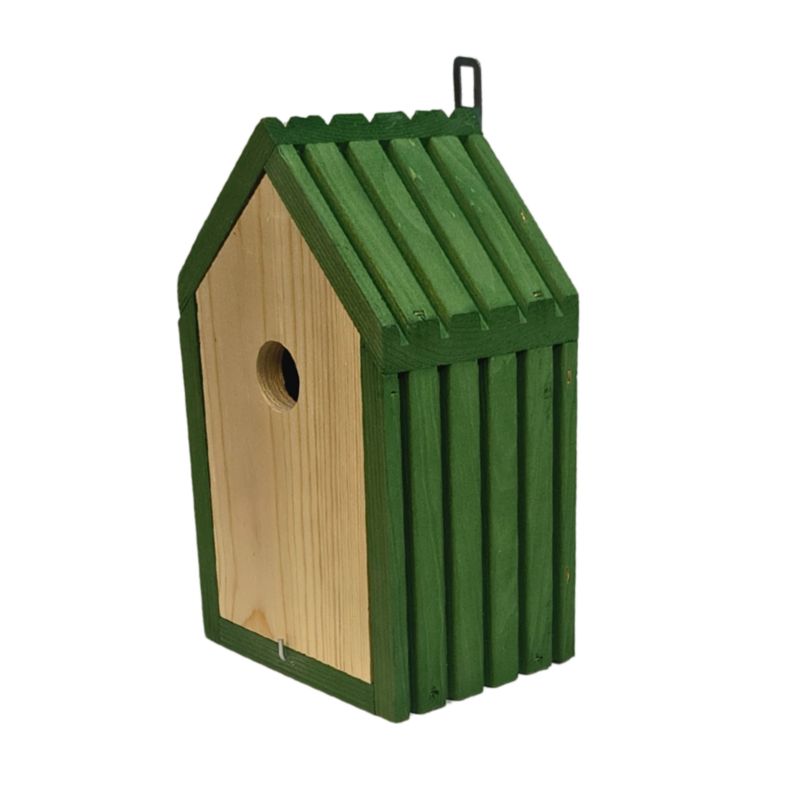 Budka lęgowa dla ptaków MODO24 wlot 2,8 cm impregnowana zielono-naturalne drewno 1 szt.