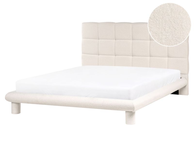 Łóżko Boucle Cressat 160 x 200 cm Złamana biel 1 szt.