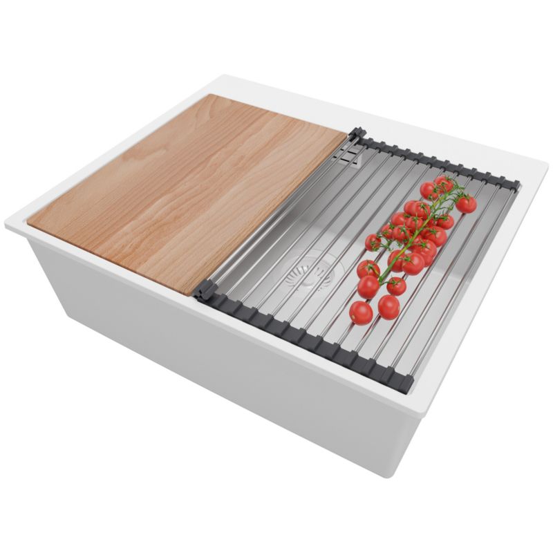 Zlewozmywak Oslo PRIMAGRAN Nablatowy 58x50cm do szafki od 60cm z Syfonem i Dodatkiem Cały Biały 1 szt.