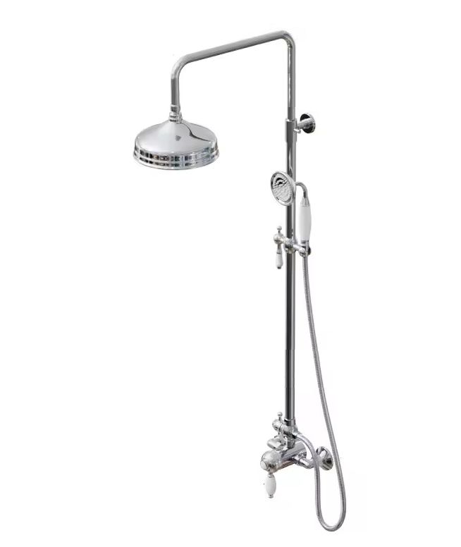 Bateria prysznicowa Lauferi STAFORD mosiężna z deszczownicą srebrny chrom retro 1 szt.