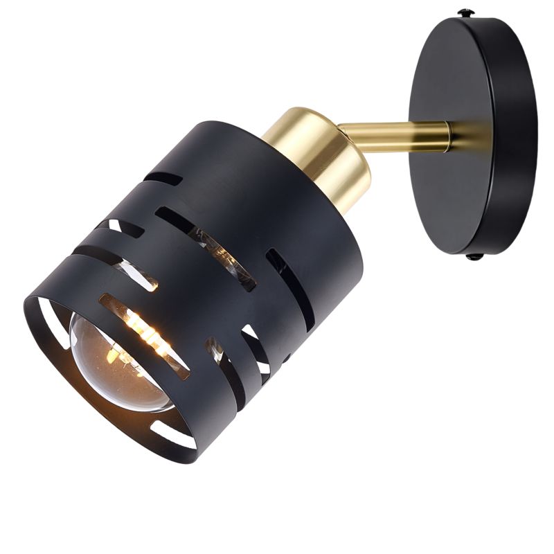 Kinkiet ścienny E27 LED MasterLED Elen ruchomy czarny złoty lampa 1 szt.