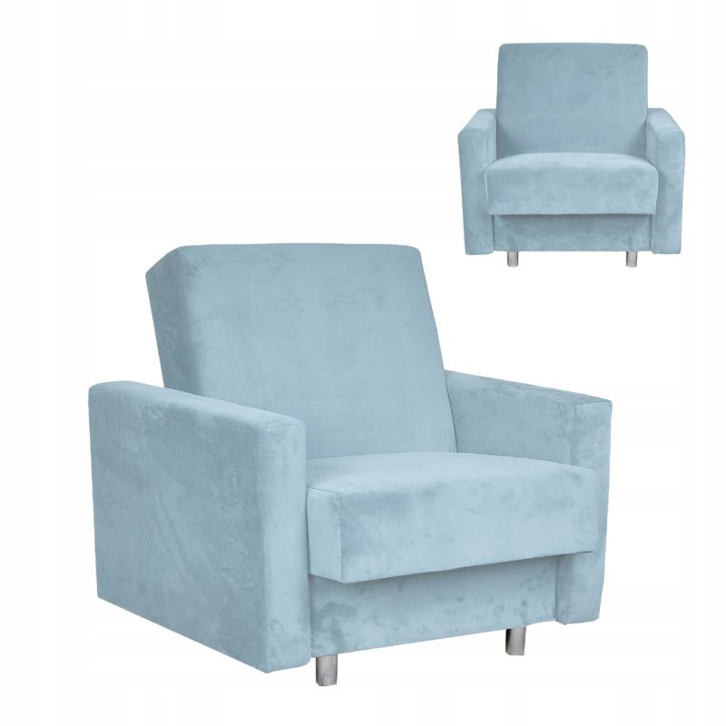 Fotel do salonu rozkładany z pojemnikiem Family Meble Alicja jasny błękitny 1szt