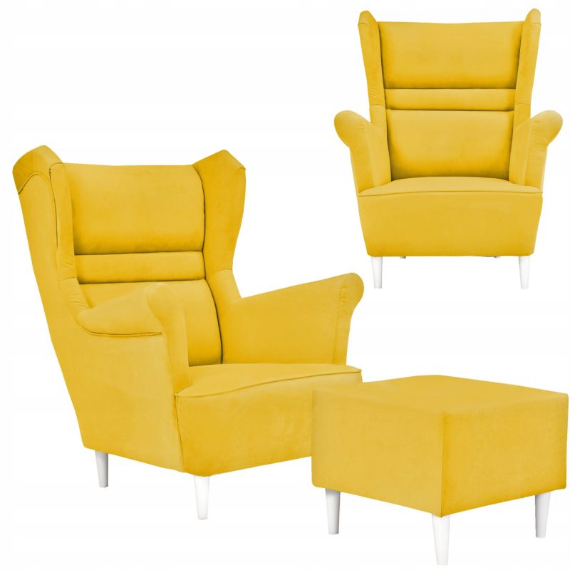 Fotel uszak do salonu z podnóżkiem Family Meble Zoja żółty 1szt