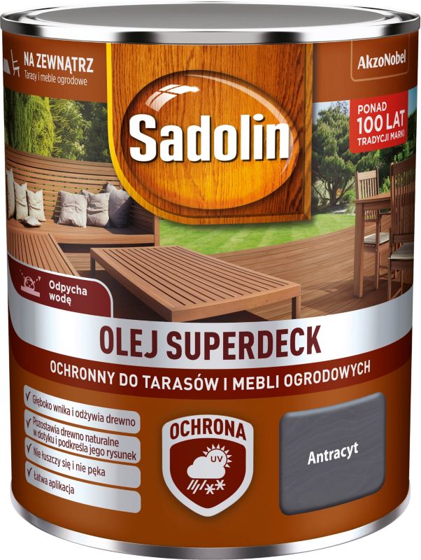 Olej do drewna Sadolin Superdeck antracyt 0,75 l