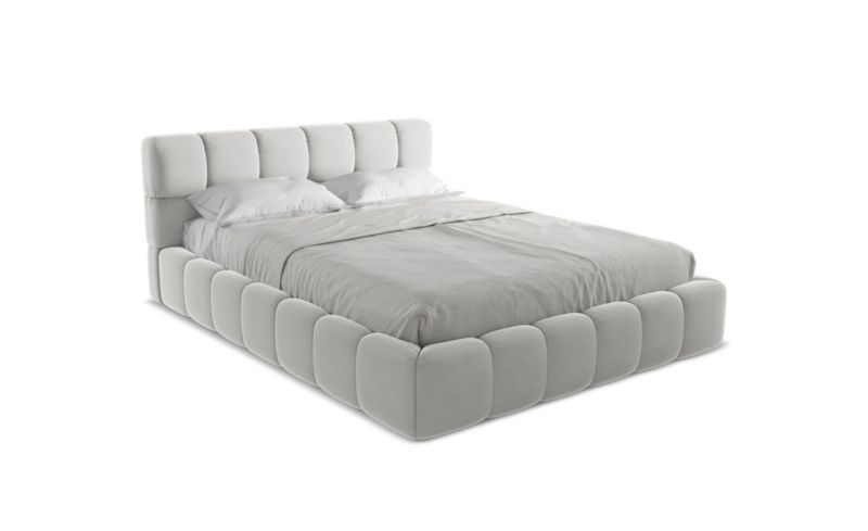 Łóżko LaMiaSofa Nalu z weluru 160x200 srebrny 1 szt.