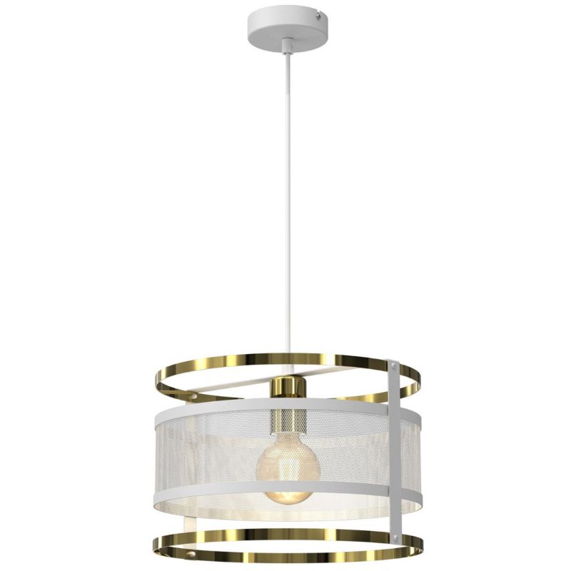 Lampa wisząca Luminex Rim 4051 biały matowa-złoty połysk dekoracyjna 1xE27 x 15W 1 szt.