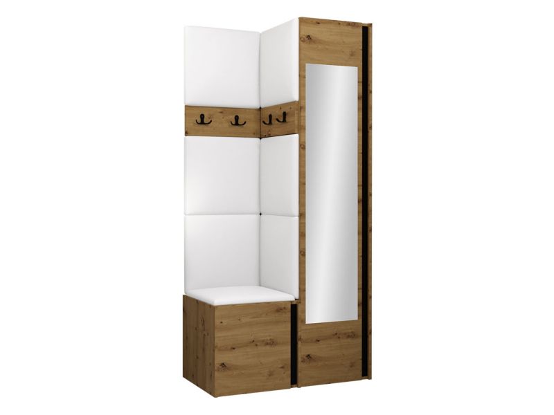 Garderoba MIRJAN 24 Orion XXV dąb artisan/czarny + biała ekoskóra 1 kpl.